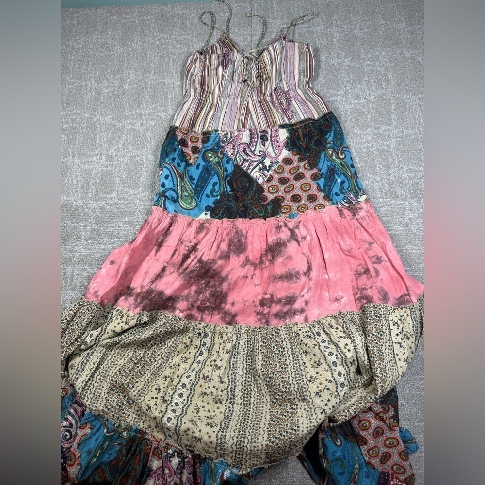 Daytrip Y2K Patch Work Colorful Boho Lagenlook Maxi Sun Dress Size Small - Picture 7 of 7